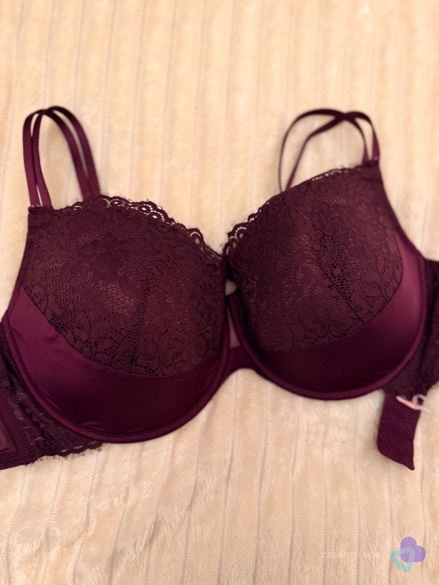 🩷 Eleganter Spitzen-BH Bordeaux Gr. 85E getragen 🫦