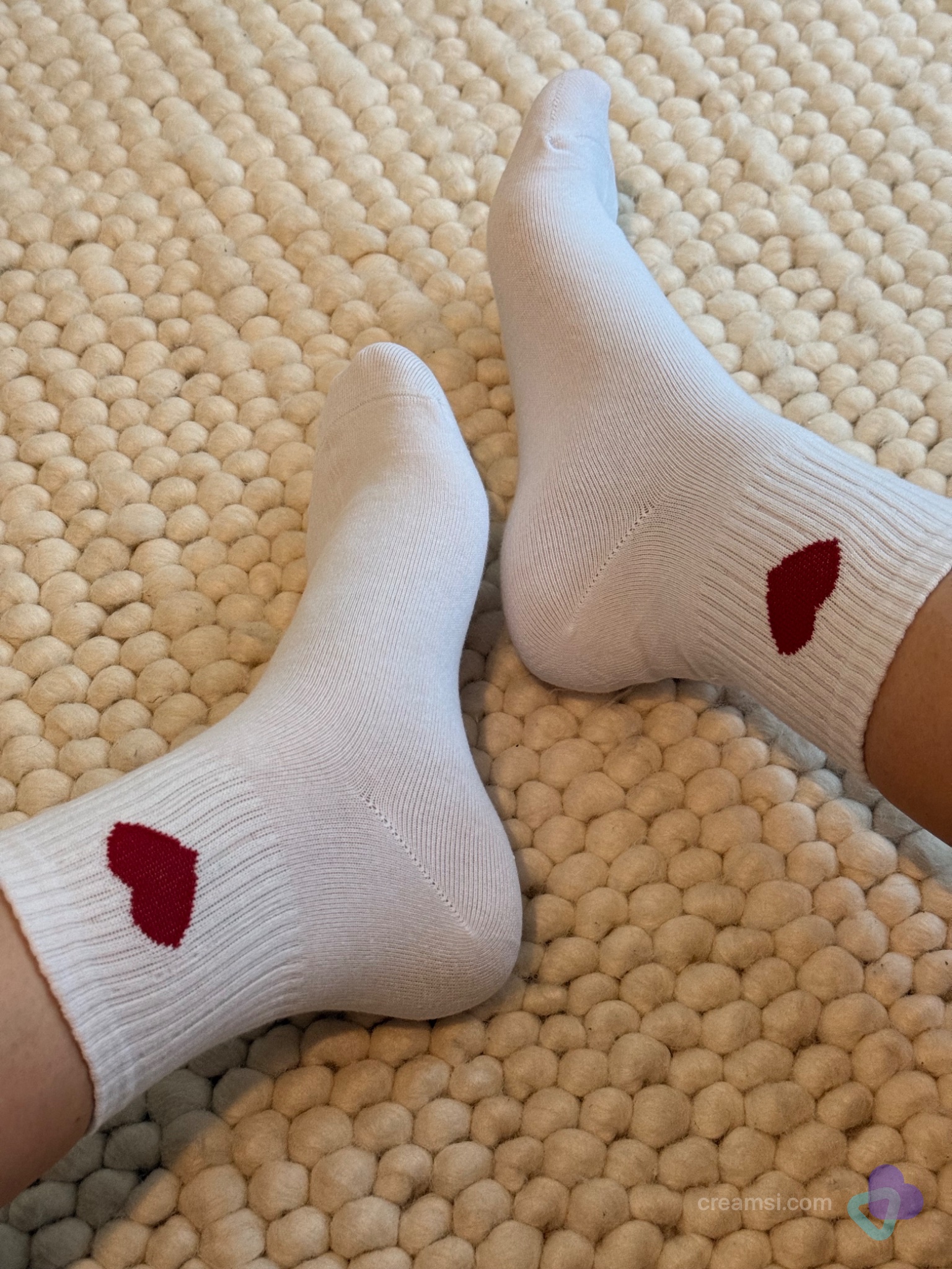 ❤️ Herzchen Socken Weiß-Rot Gr. 39 getragen 🫦