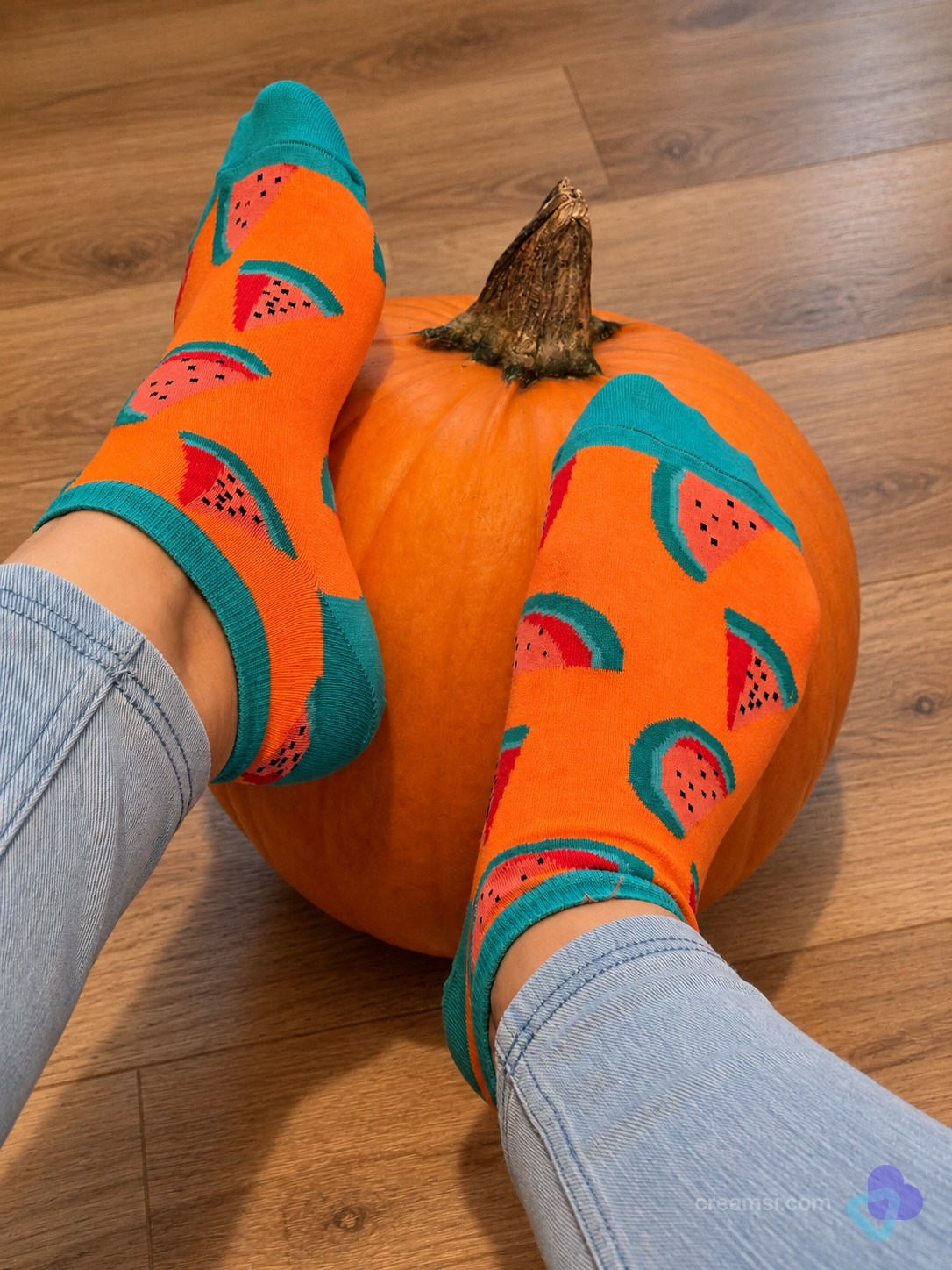 🧡 Wassermelonen Fruchtsocken Orange Gr. 39 getragen 🫦