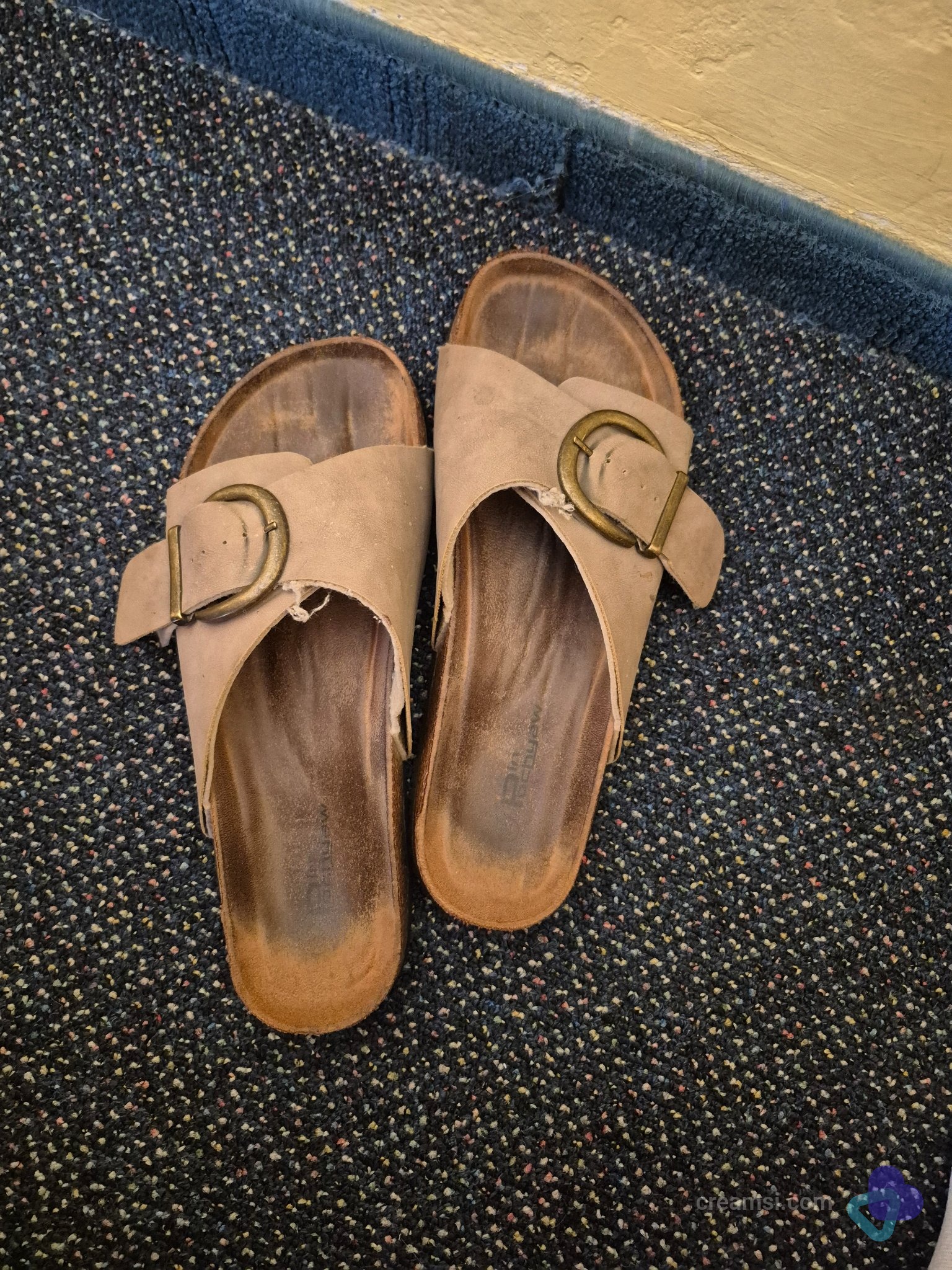 Beige Buckle Clogs