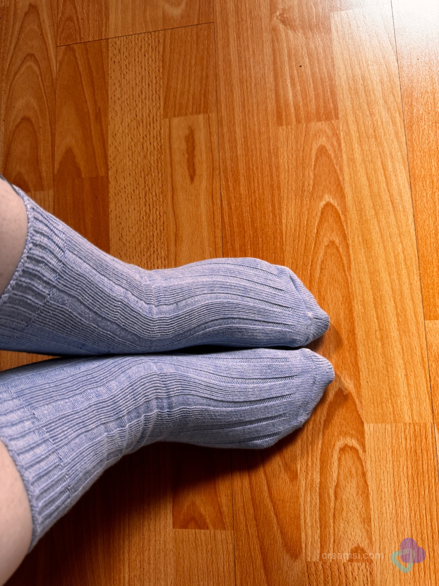 Gerippte Comfort Socken Blau