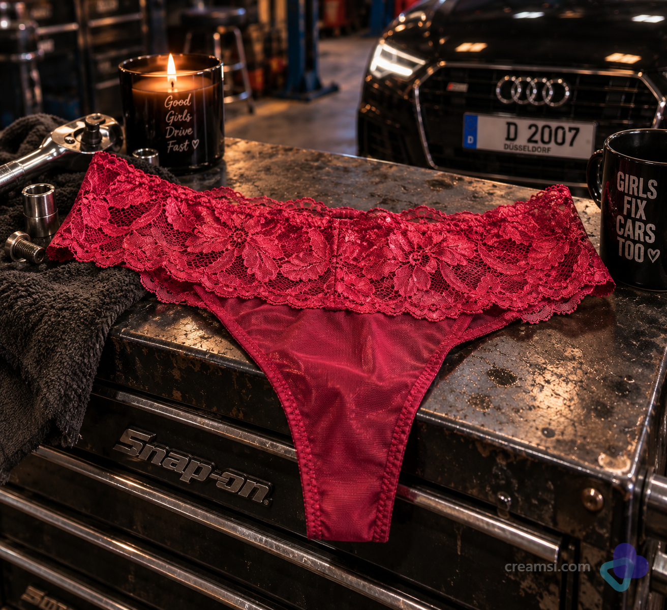 Rotes Spitzen-Slip