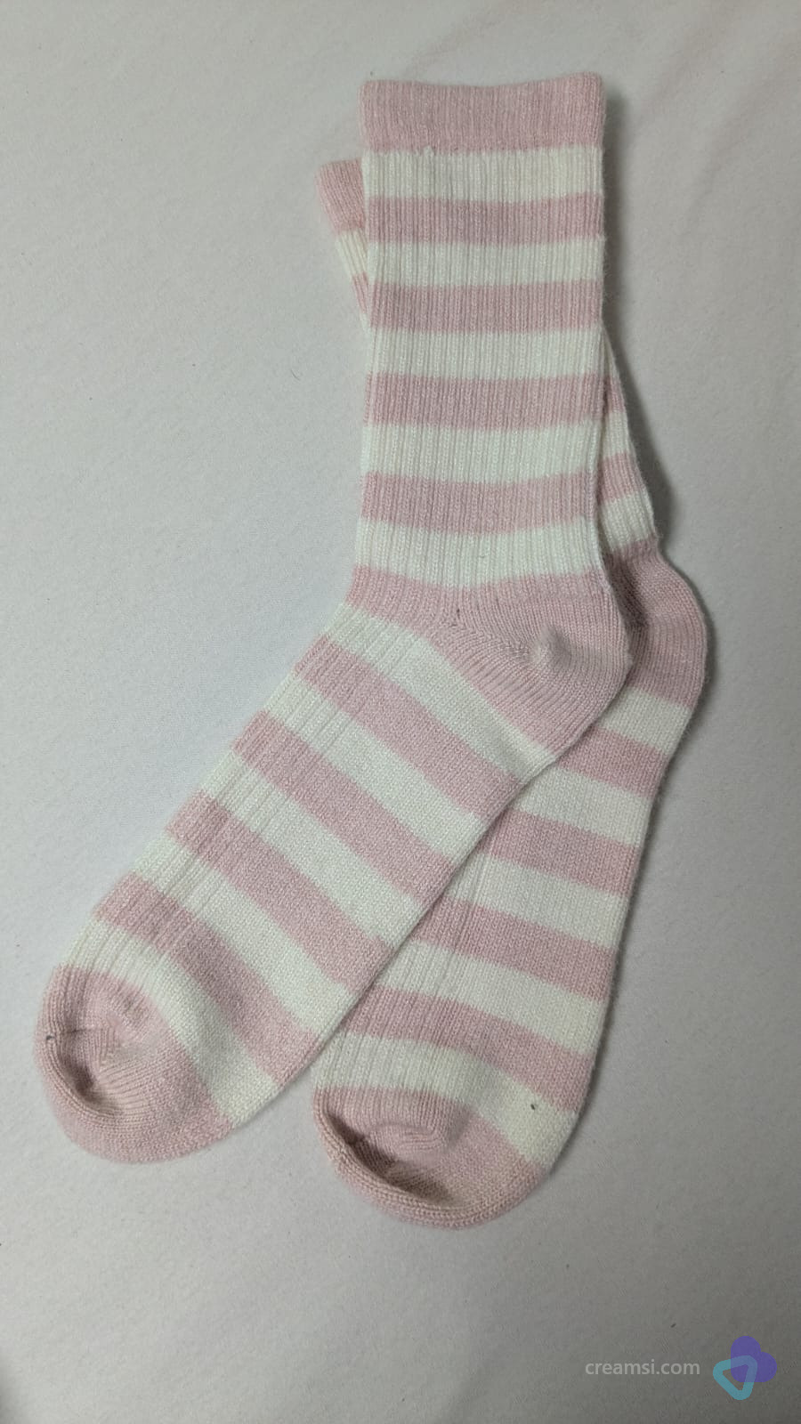Rosa-weiß gestreifte Wollsocken 💕🧦