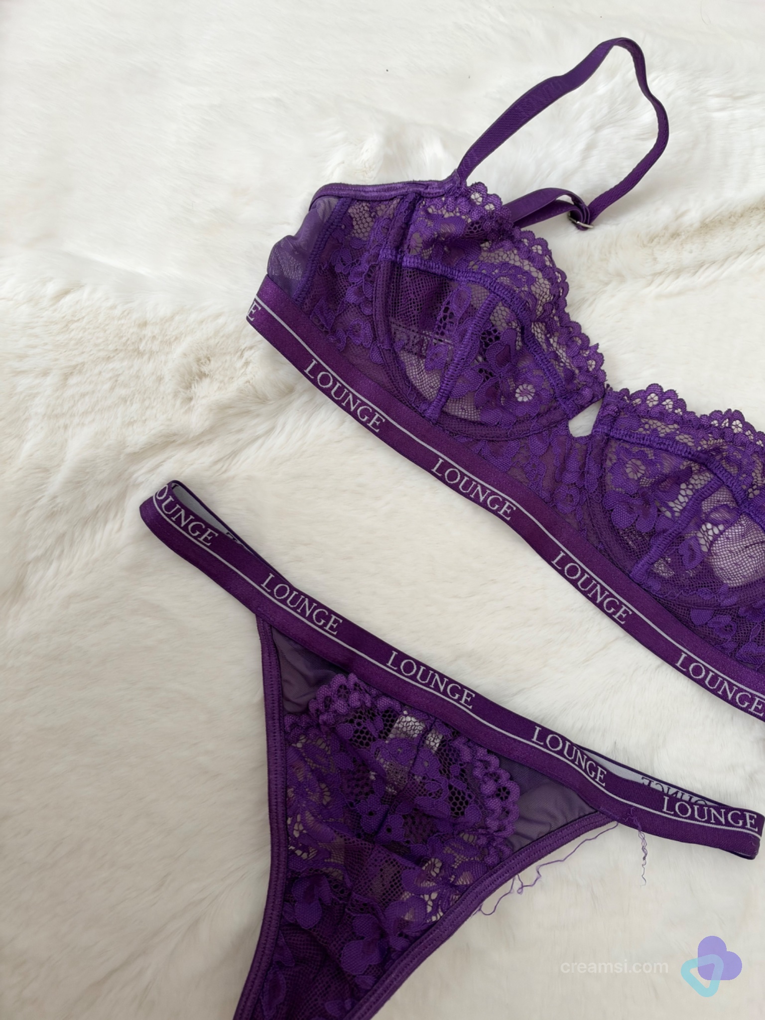 Lila Spitzen Lounge Set