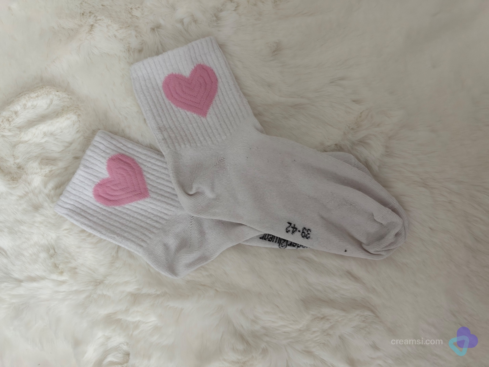 Herz Socken Weiß-Rosa
