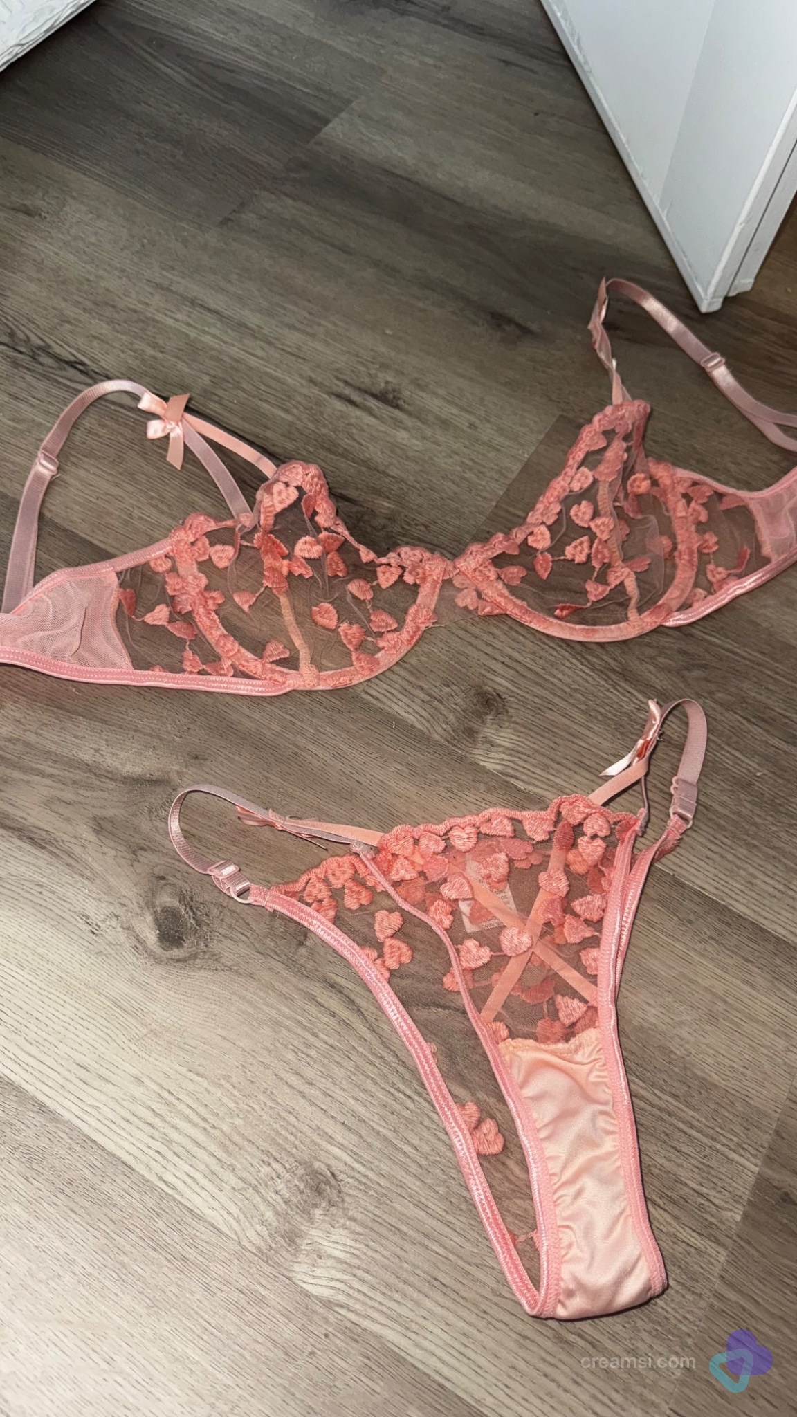 Dessous Set Rose spitze pink rosa transparent