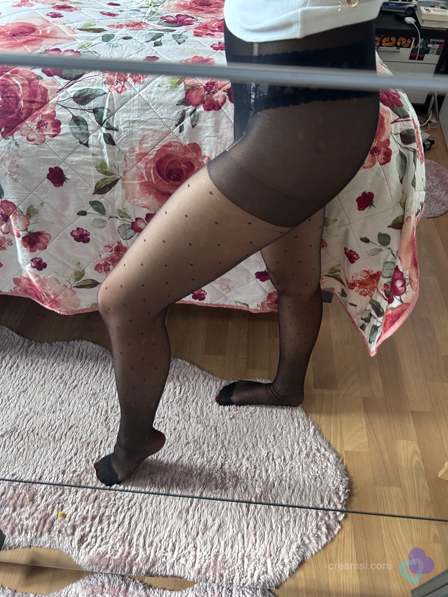 Elegante Pünktchen Strumpfhose Schwarz