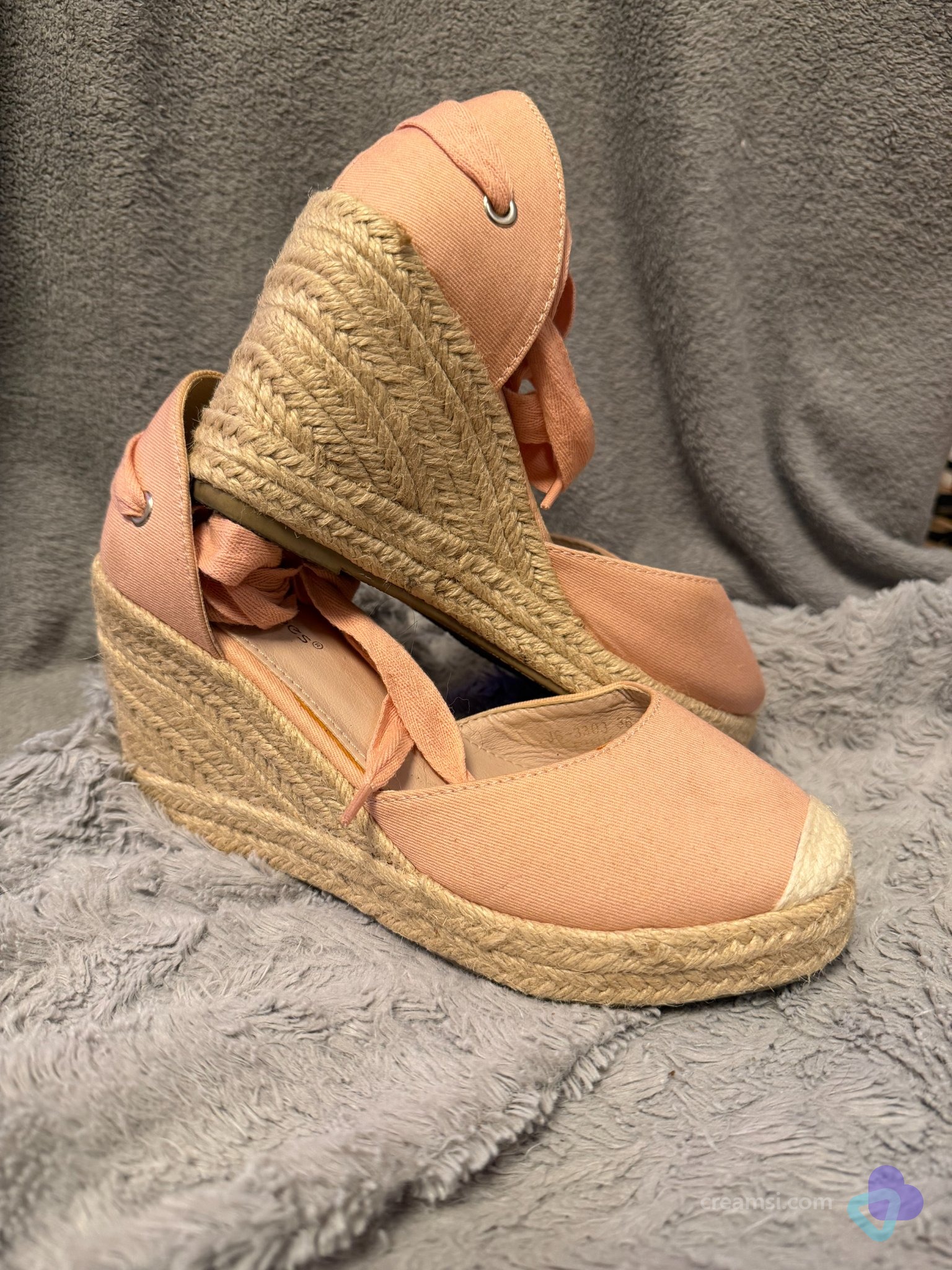Roséfarbene Espadrille-Wedges mit Schnürung, Gr. 36