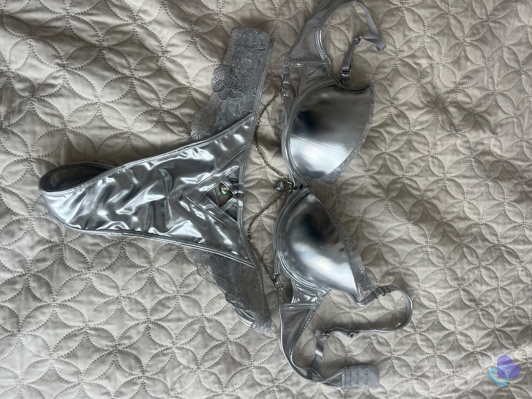 Silber Metallic Dessous Set