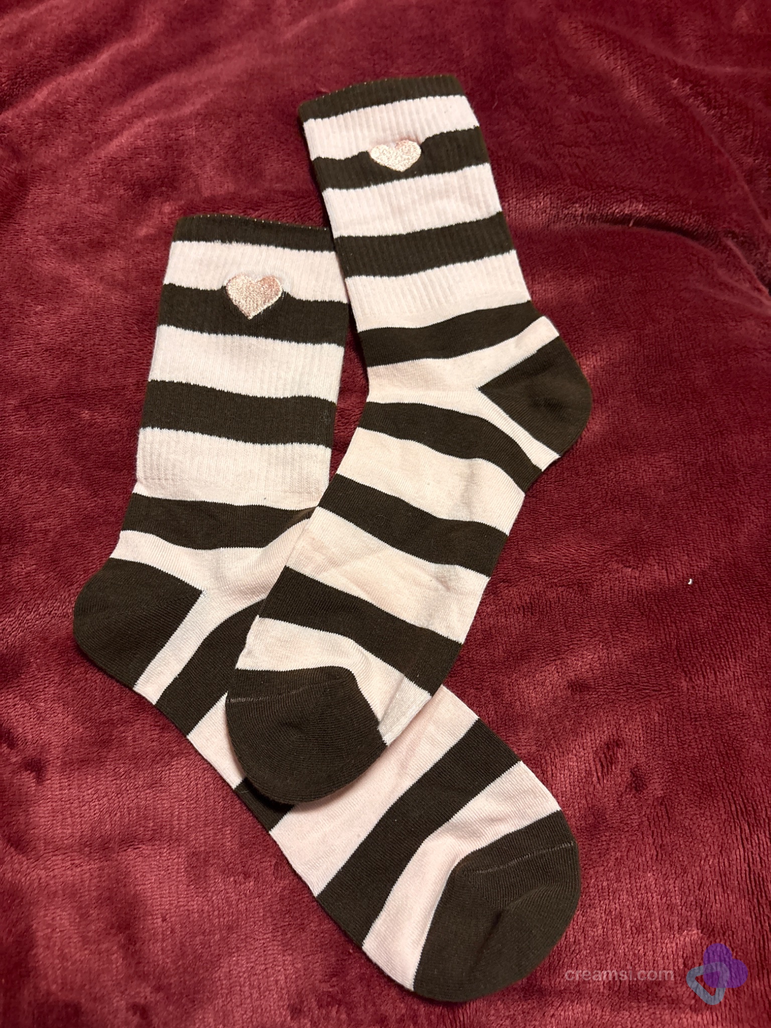 Gestreifte Herz Socken Braun Rosa