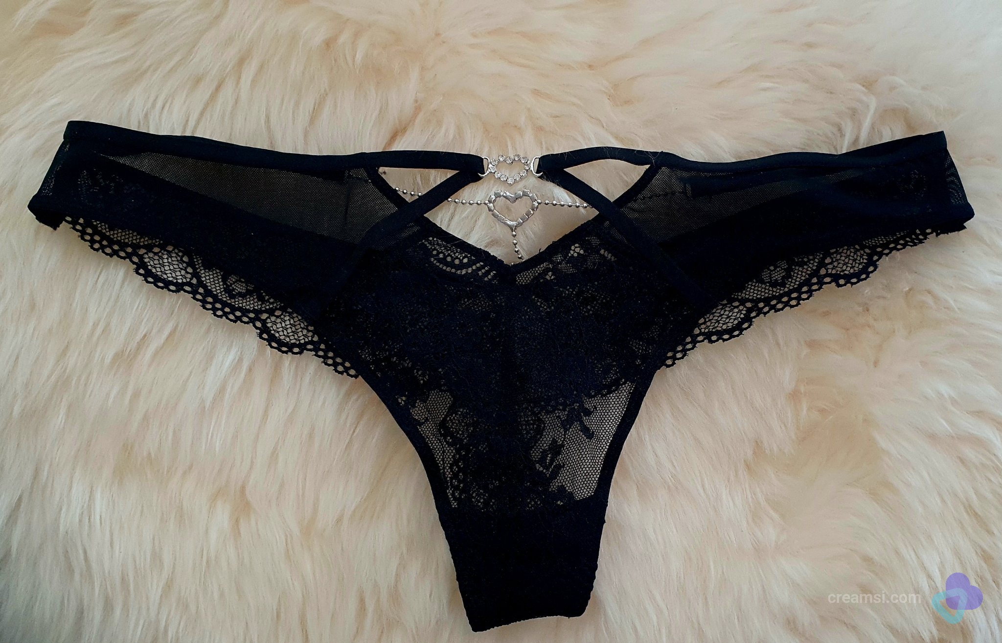 Eleganter Spitzen-Tanga Schwarz